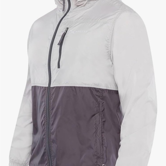 Arctix Two-Tone Light Gray and Dark Gray Hooded Windbreaker - Picture 3 of 12
